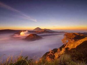 Sunrise over Mount Bromo volcano in East Java, Indonesia