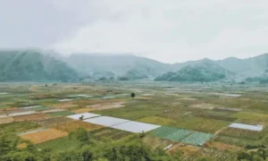 Map-style illustration showing a 3-day Lombok itinerary in Indonesia, highlighting beaches, waterfalls, Mount Rinjani, and key sightseeing stops