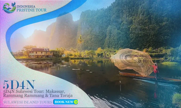 5 Days 4 Nights Sulawesi Tour – Explore Makassar, the limestone karst landscapes of Rammang-Rammang, and Tana Toraja’s traditional Tongkonan villages, burial sites, and scenic highlands