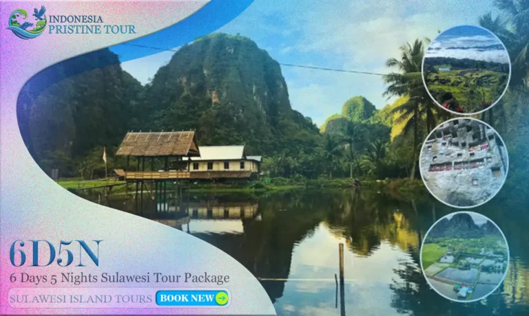 6 Days 5 Nights Sulawesi Tour Package – Explore Makassar, Rammang-Rammang limestone karsts, Lake Tempe floating village, and Tana Toraja’s traditional Tongkonan villages, burial sites, and scenic highlands.