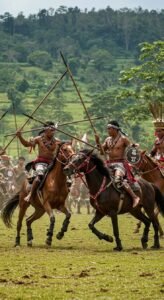 Horse riders during the Pasola Festival in Sumba Island, Indonesia