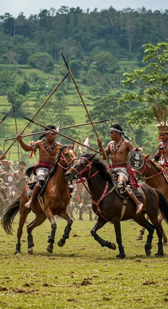 Horse riders during the Pasola Festival in Sumba Island, Indonesia